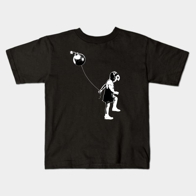 Banksy Bomb Girl Kids T-Shirt by Barn Shirt USA